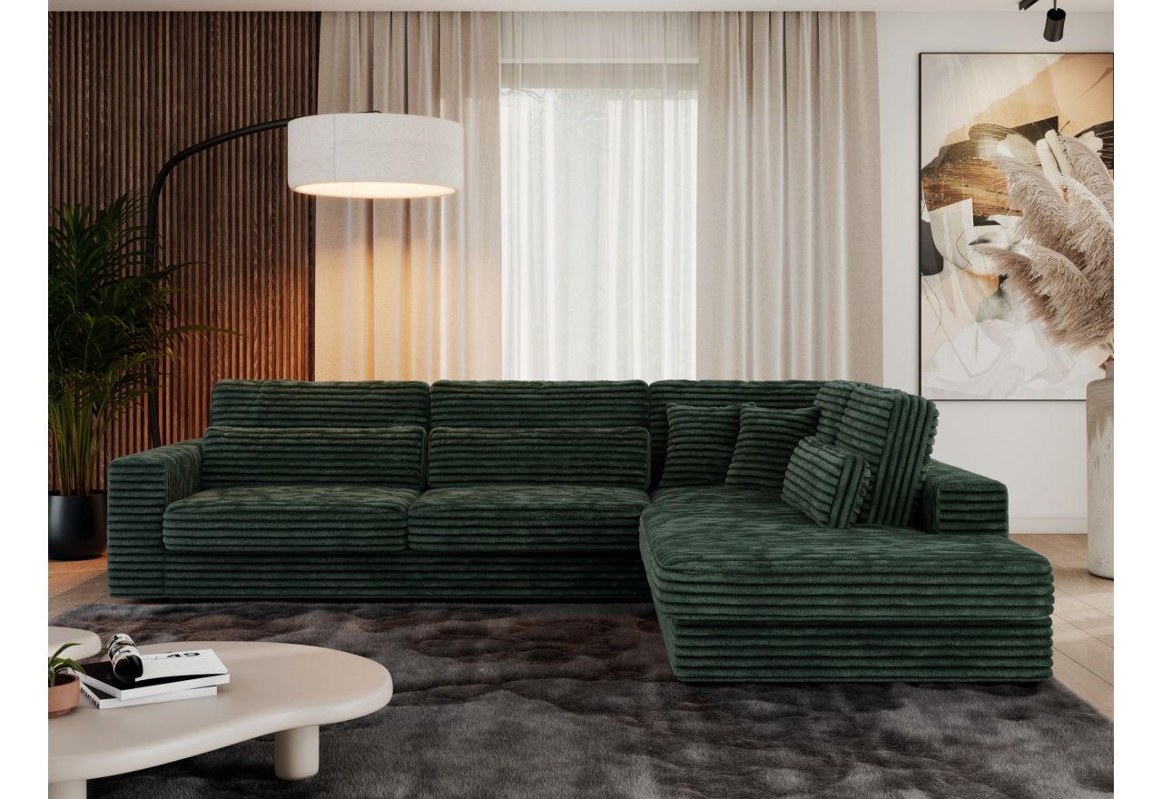 Narożnik SAVONA L - strona prawa - ciemnozielony, sztruks