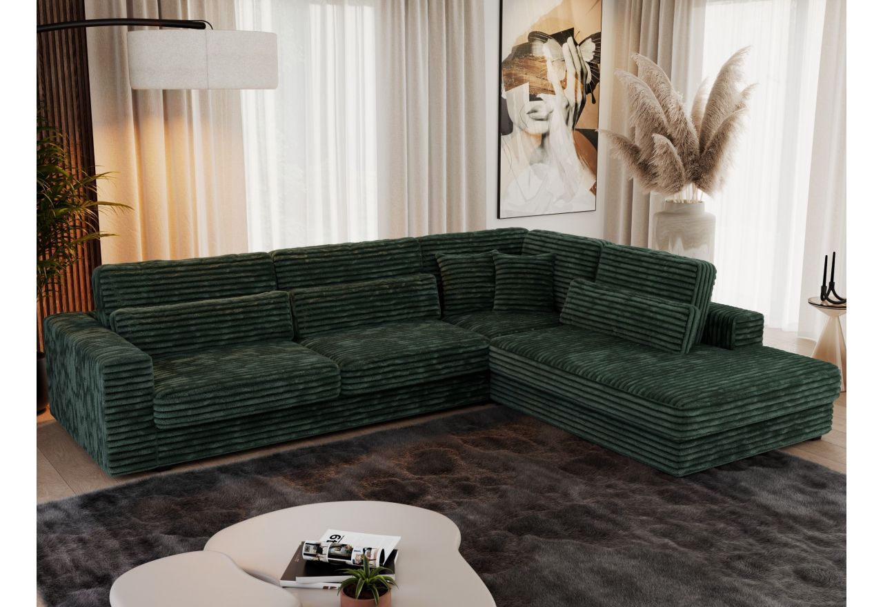 Narożnik SAVONA L - strona prawa - ciemnozielony, sztruks