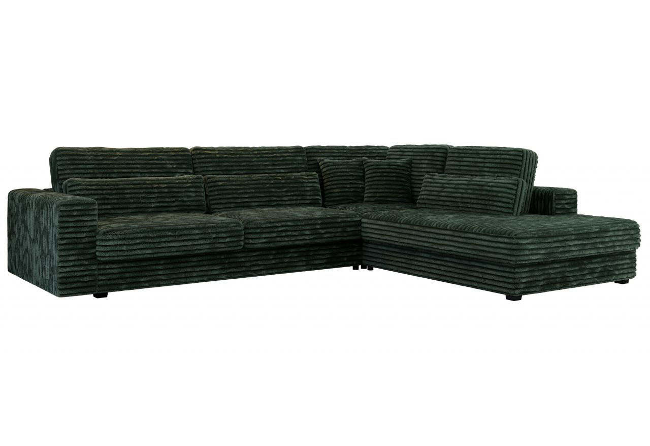 Narożnik SAVONA L - strona prawa - ciemnozielony, sztruks