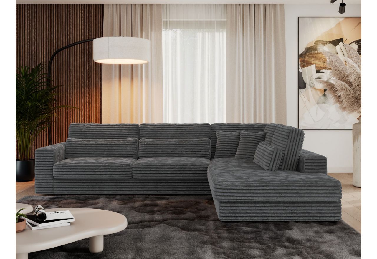 Narożnik SAVONA L - strona prawa - szary, sztruks