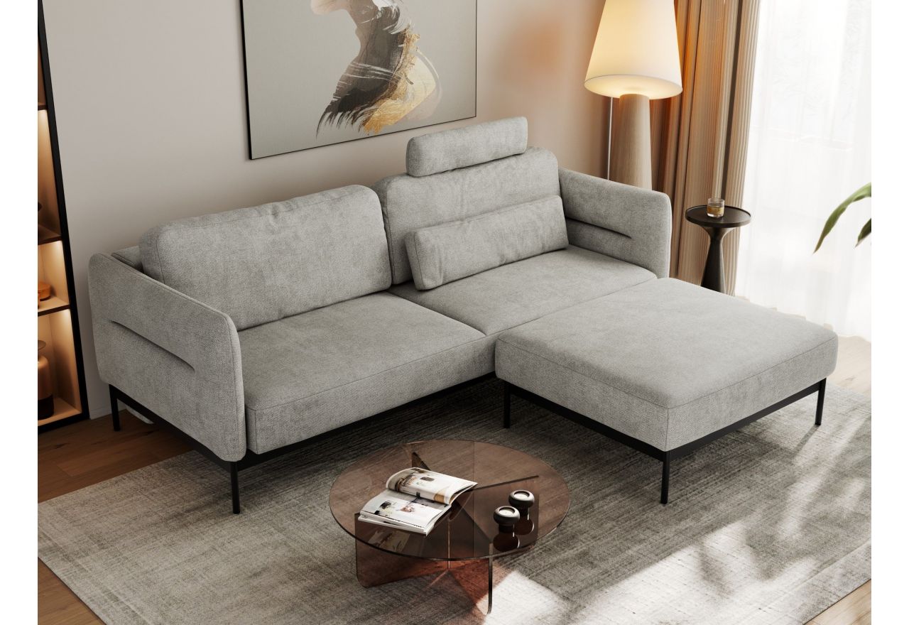 Narożnik SALENTO L - uniwersalny - jasnoszary, struktura