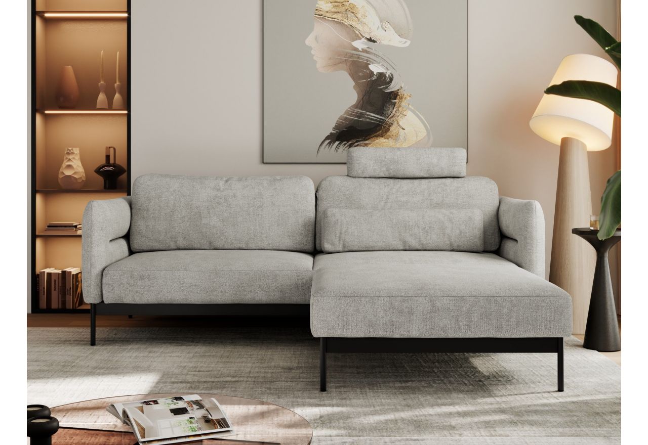 Narożnik SALENTO L - uniwersalny - jasnoszary, struktura