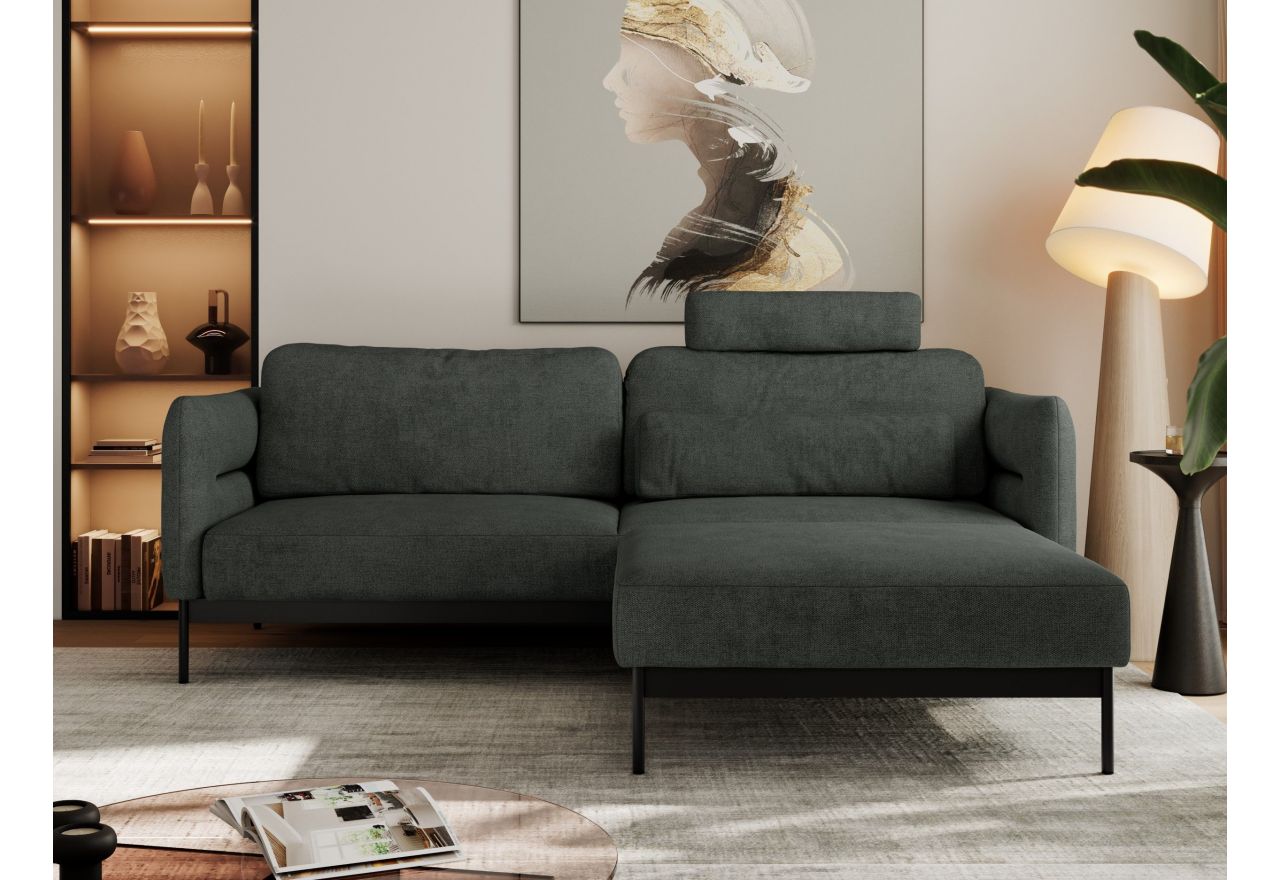 Narożnik SALENTO L - uniwersalny - ciemnoszary, struktura