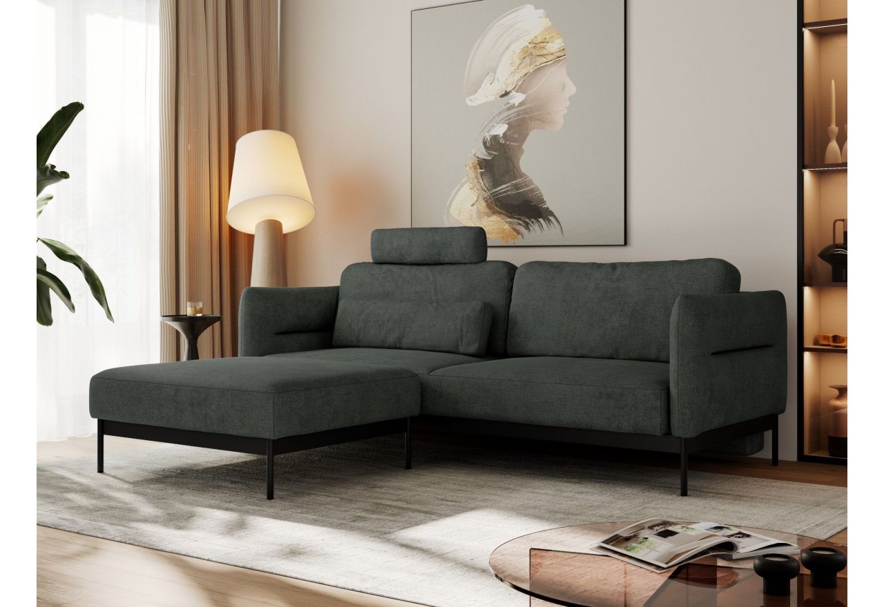 Narożnik SALENTO L - uniwersalny - ciemnoszary, struktura