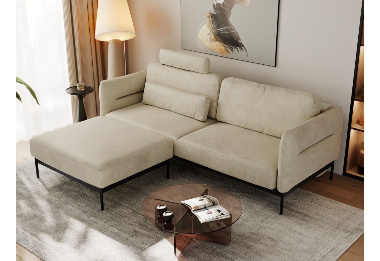 Narożnik SALENTO L - uniwersalny - beżowy, welwet