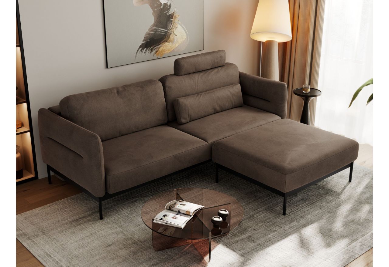 Narożnik SALENTO L - uniwersalny - brązowy, welwet