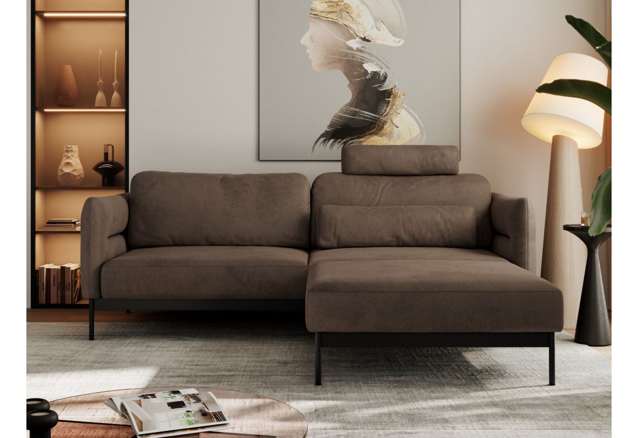 Narożnik SALENTO L - uniwersalny - brązowy, welwet