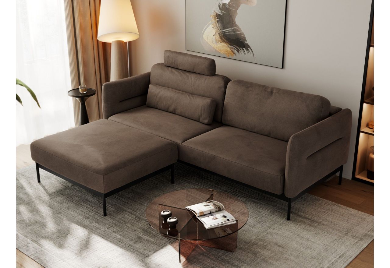 Narożnik SALENTO L - uniwersalny - brązowy, welwet