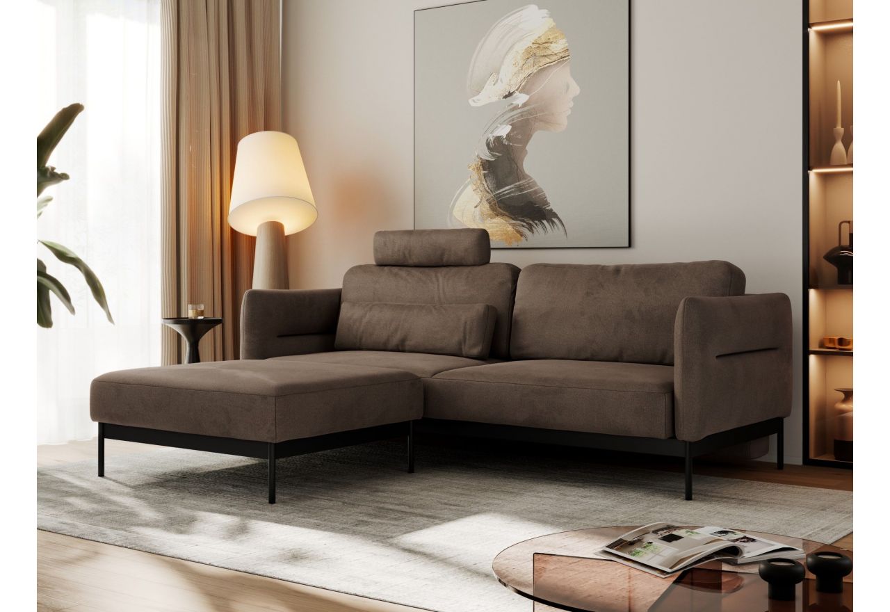 Narożnik SALENTO L - uniwersalny - brązowy, welwet