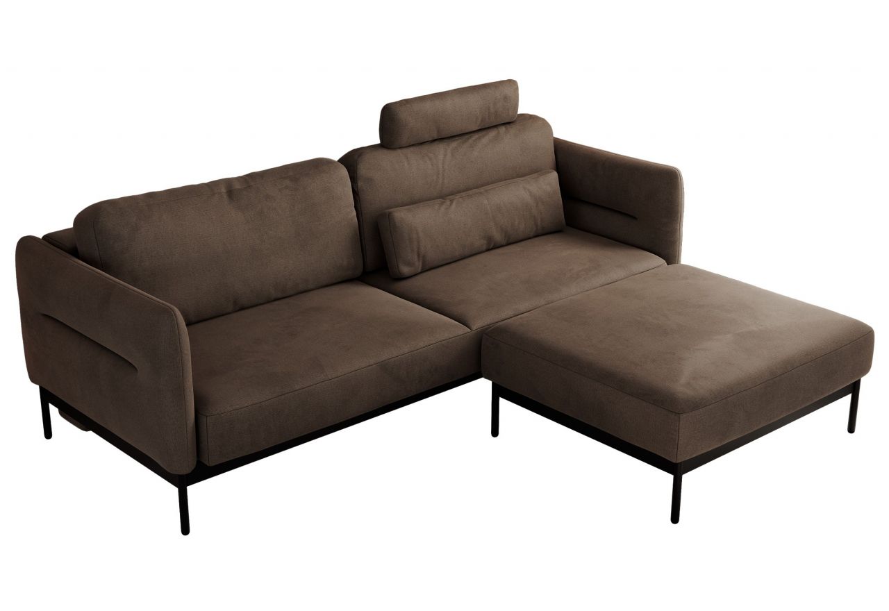 Narożnik SALENTO L - uniwersalny - brązowy, welwet