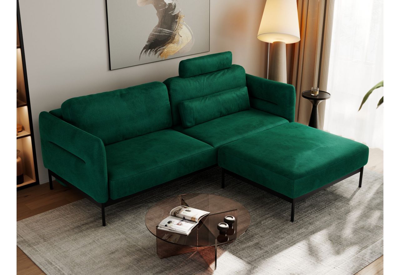 Narożnik SALENTO L - uniwersalny - ciemnozielony, welwet