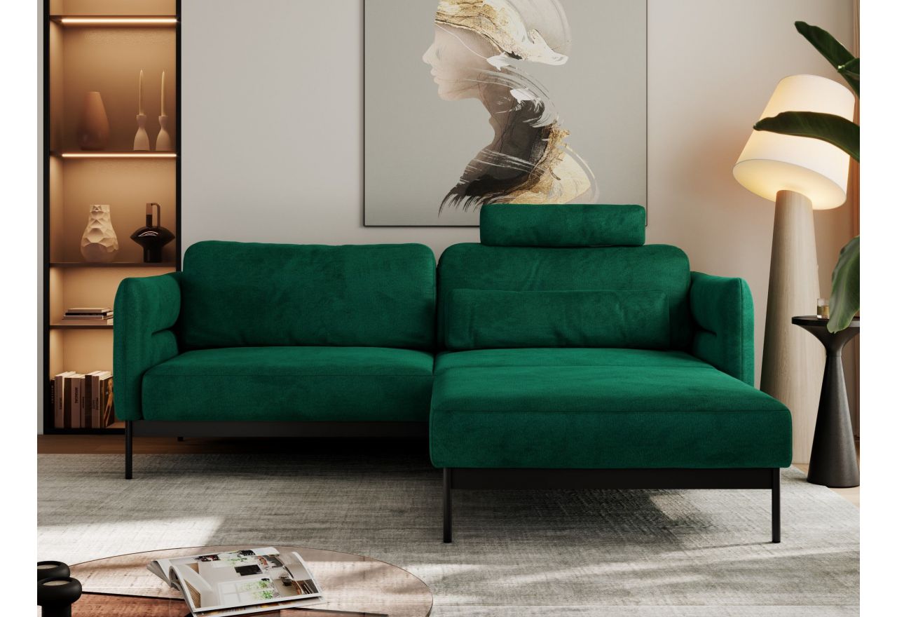 Narożnik SALENTO L - uniwersalny - ciemnozielony, welwet