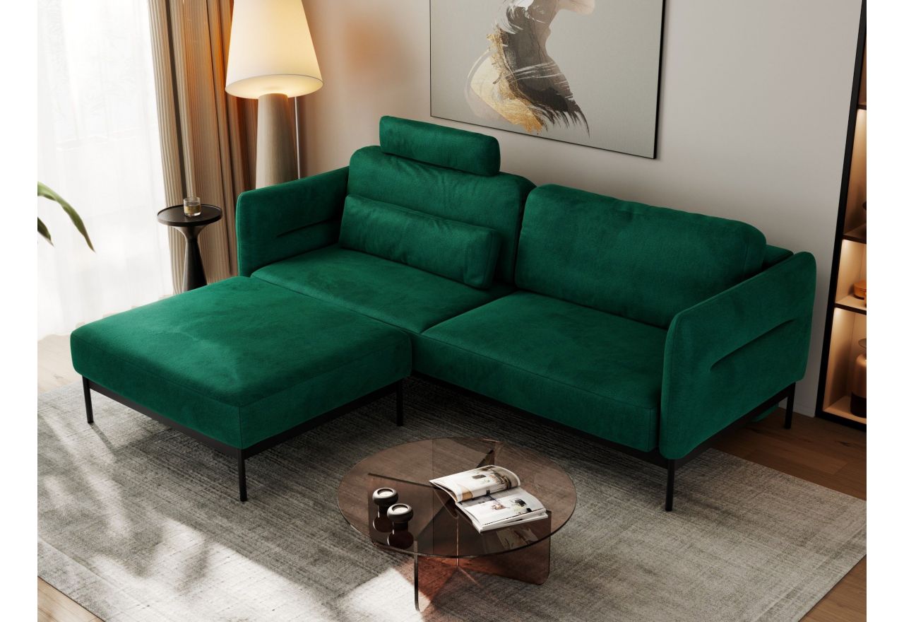 Narożnik SALENTO L - uniwersalny - ciemnozielony, welwet