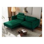 Narożnik SALENTO L - uniwersalny - ciemnozielony, welwet