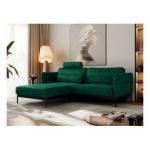 Narożnik SALENTO L - uniwersalny - ciemnozielony, welwet