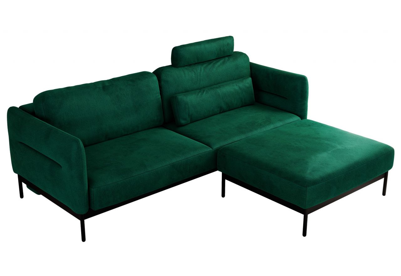 Narożnik SALENTO L - uniwersalny - ciemnozielony, welwet