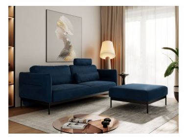 Narożnik SALENTO L - uniwersalny - ciemnoniebieski, welwet