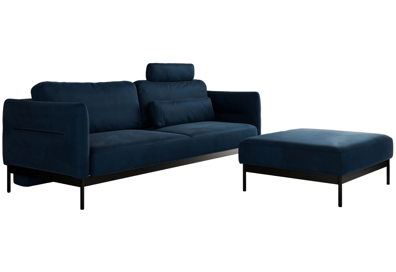 Narożnik SALENTO L - uniwersalny - ciemnoniebieski, welwet