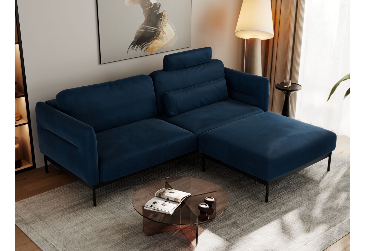 Narożnik SALENTO L - uniwersalny - ciemnoniebieski, welwet