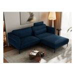 Narożnik SALENTO L - uniwersalny - ciemnoniebieski, welwet