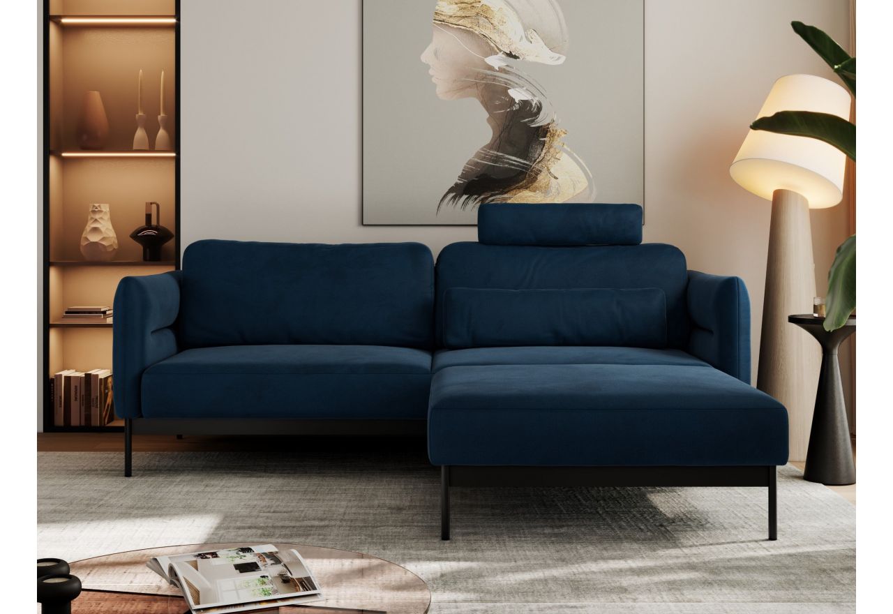 Narożnik SALENTO L - uniwersalny - ciemnoniebieski, welwet