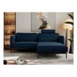 Narożnik SALENTO L - uniwersalny - ciemnoniebieski, welwet