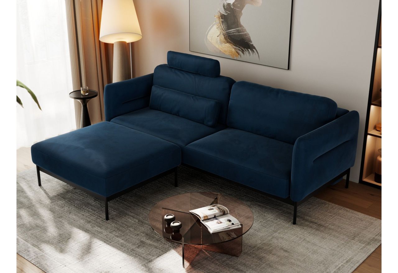 Narożnik SALENTO L - uniwersalny - ciemnoniebieski, welwet