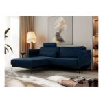 Narożnik SALENTO L - uniwersalny - ciemnoniebieski, welwet