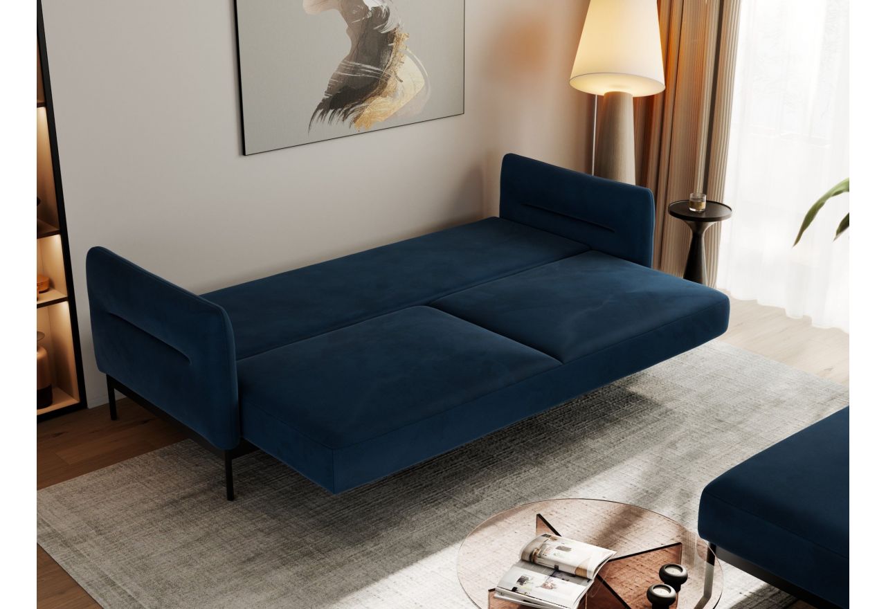 Narożnik SALENTO L - uniwersalny - ciemnoniebieski, welwet