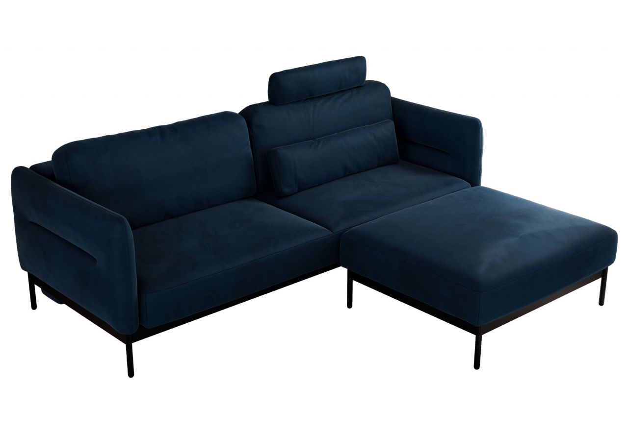Narożnik SALENTO L - uniwersalny - ciemnoniebieski, welwet