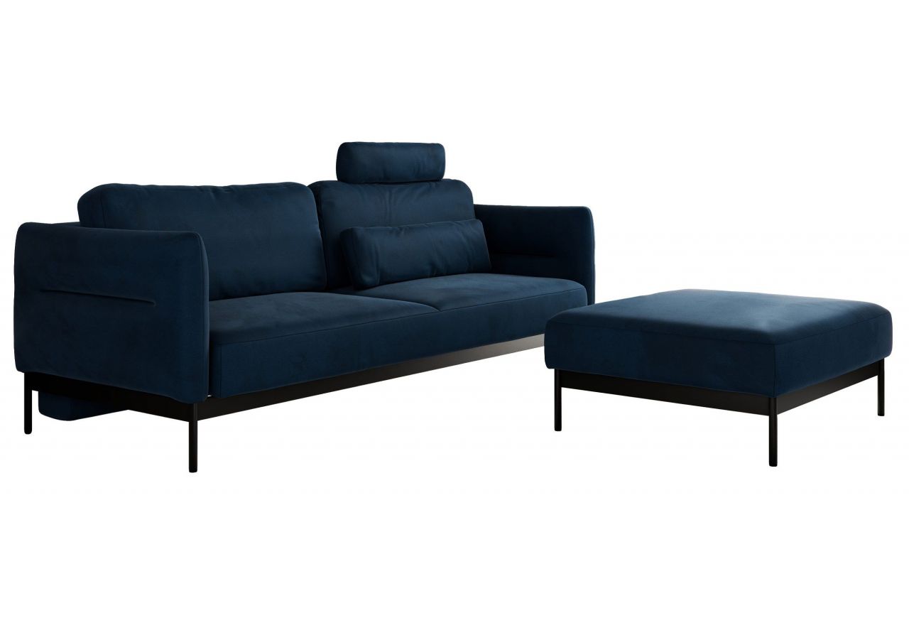 Narożnik SALENTO L - uniwersalny - ciemnoniebieski, welwet