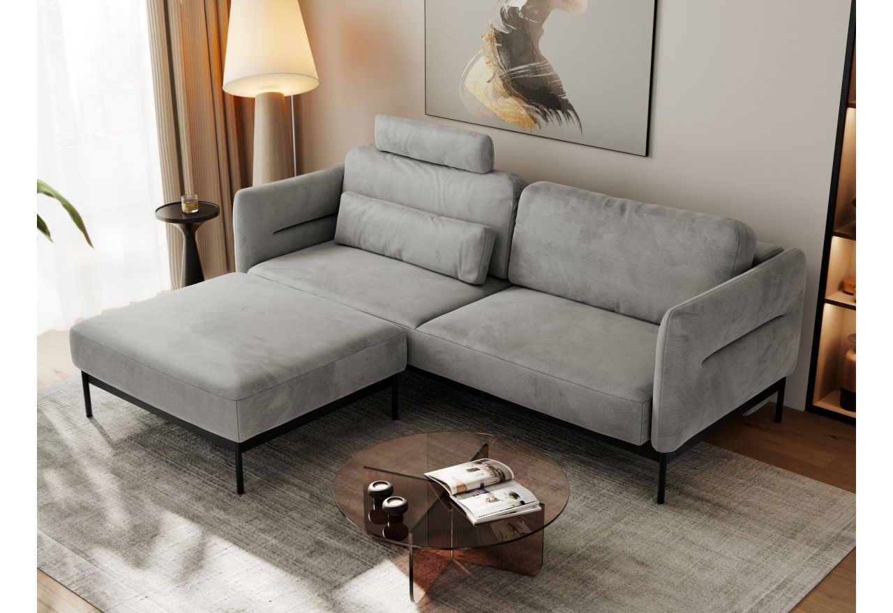 Narożnik SALENTO L - uniwersalny - jasnoszary, welwet