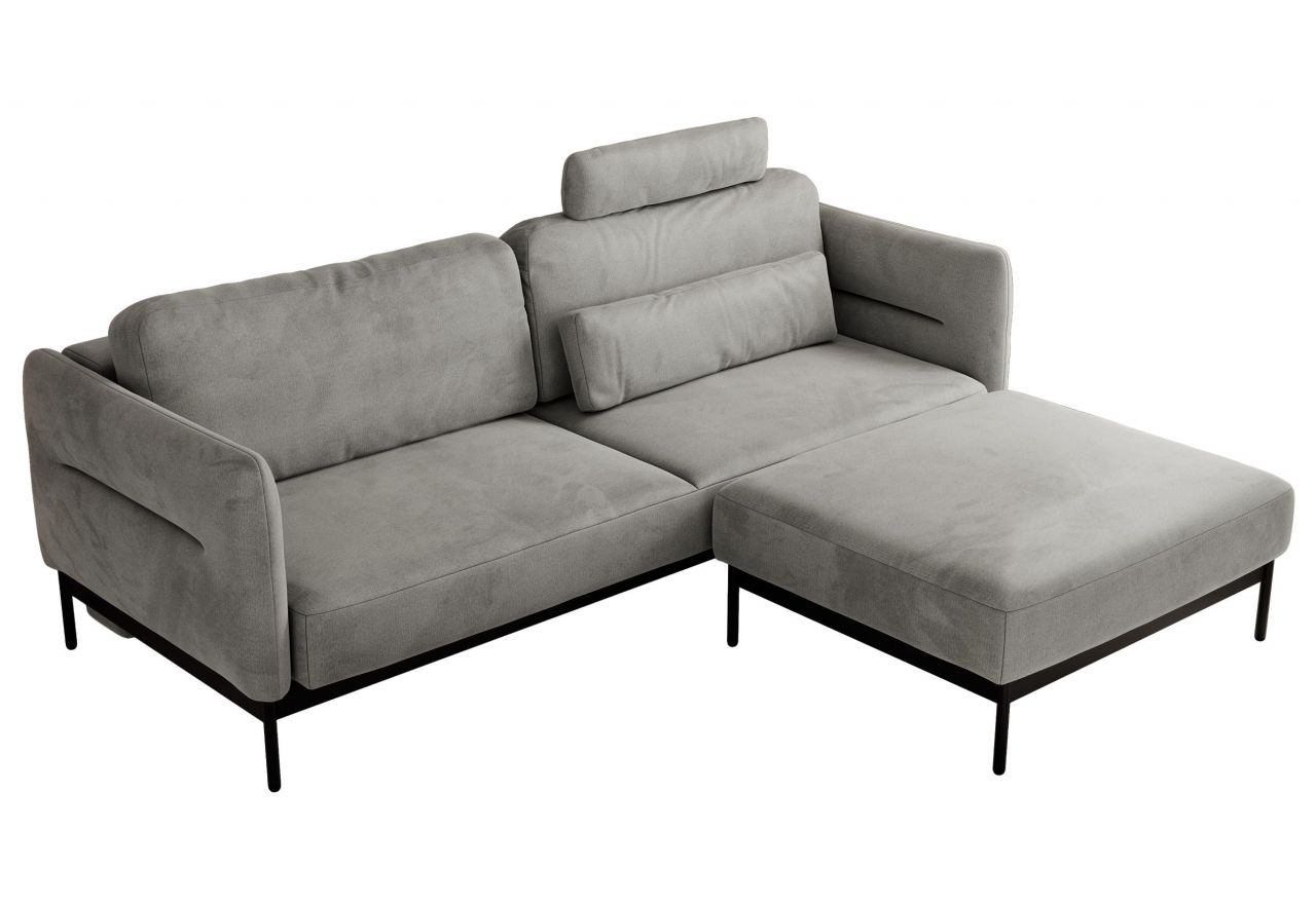 Narożnik SALENTO L - uniwersalny - jasnoszary, welwet