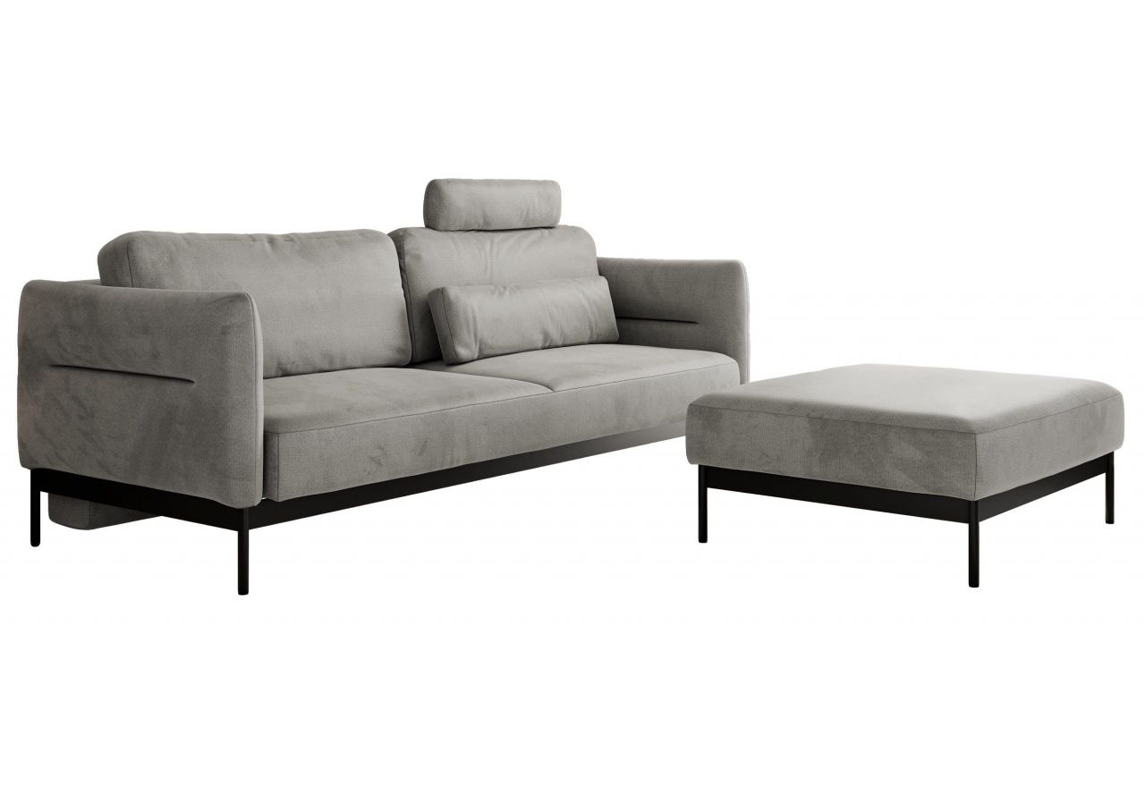 Narożnik SALENTO L - uniwersalny - jasnoszary, welwet