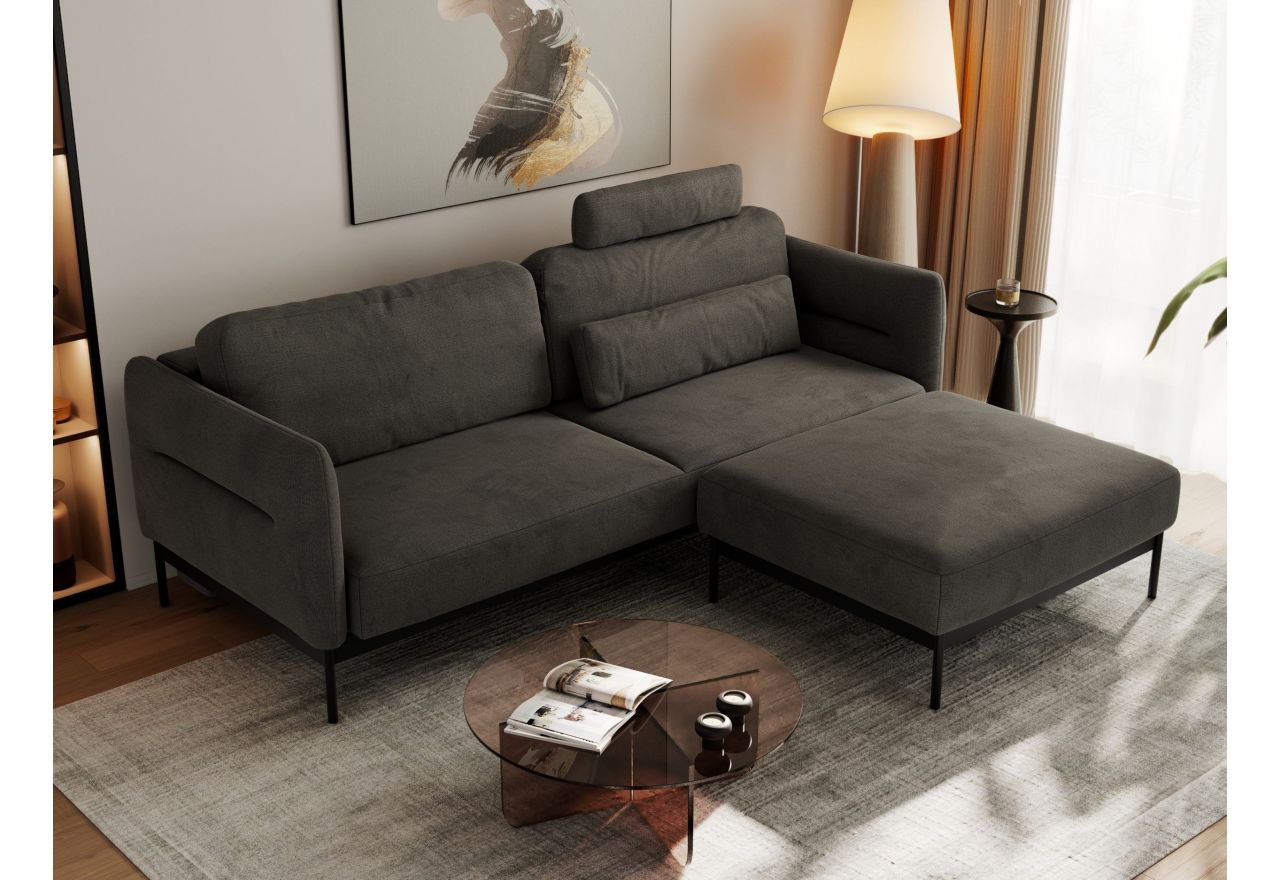 Narożnik SALENTO L - uniwersalny - ciemnoszary, welwet