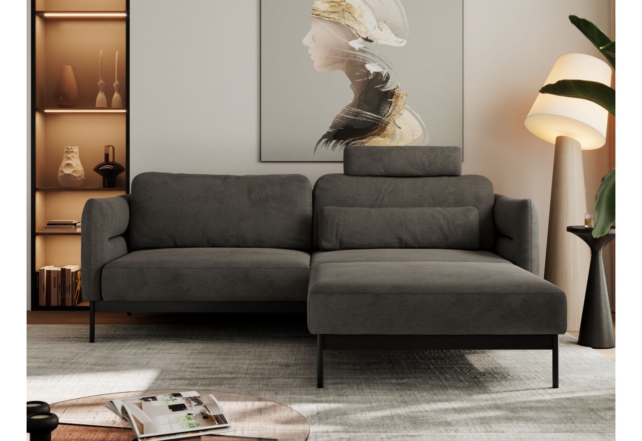 Narożnik SALENTO L - uniwersalny - ciemnoszary, welwet