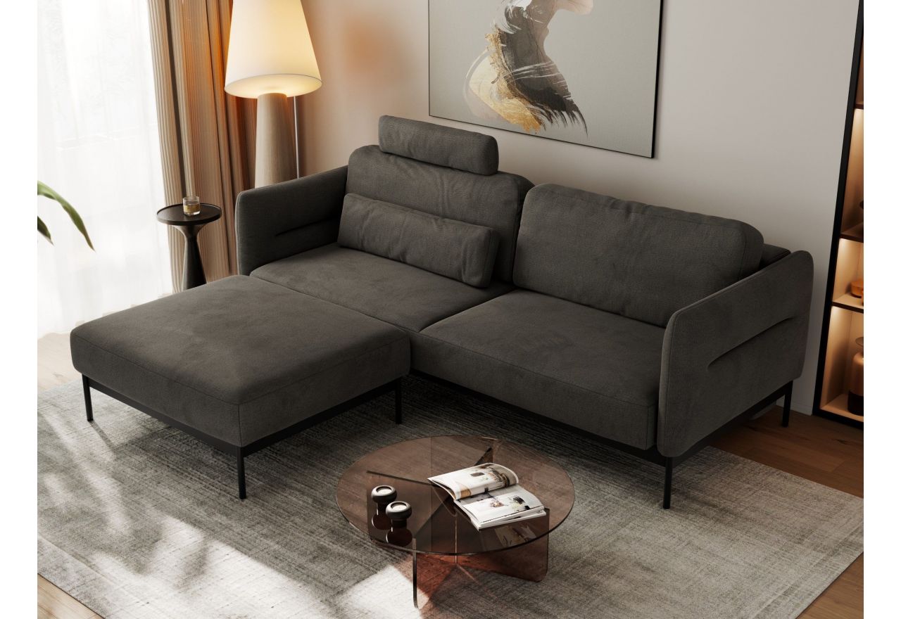 Narożnik SALENTO L - uniwersalny - ciemnoszary, welwet