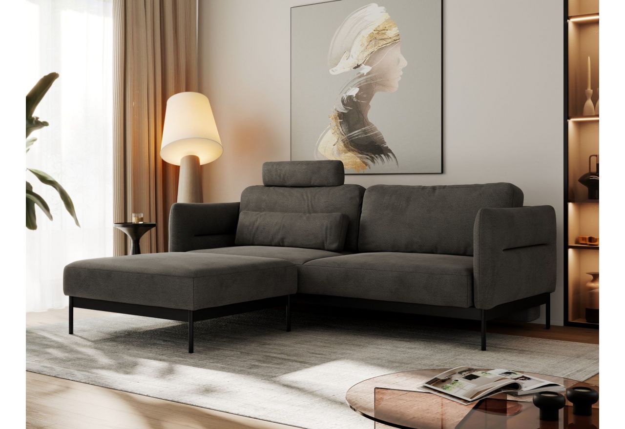 Narożnik SALENTO L - uniwersalny - ciemnoszary, welwet