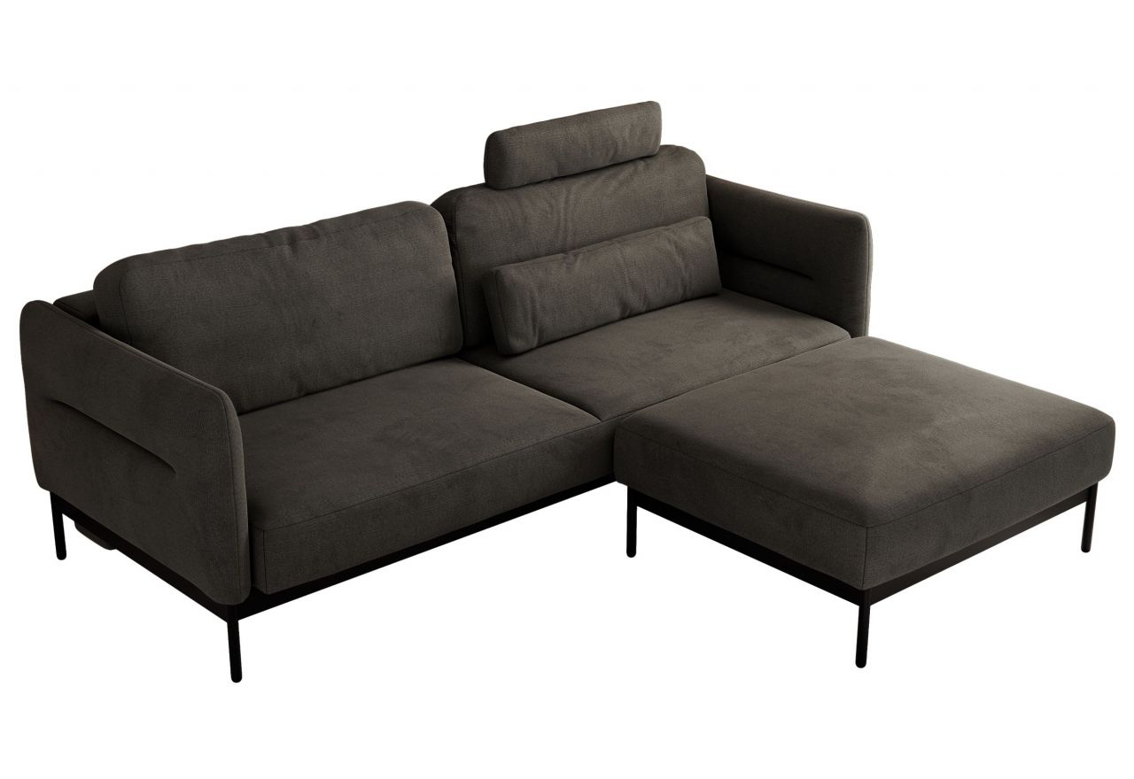 Narożnik SALENTO L - uniwersalny - ciemnoszary, welwet