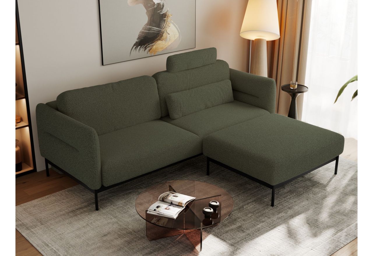 Narożnik SALENTO L - uniwersalny - ciemnozielony, boucle