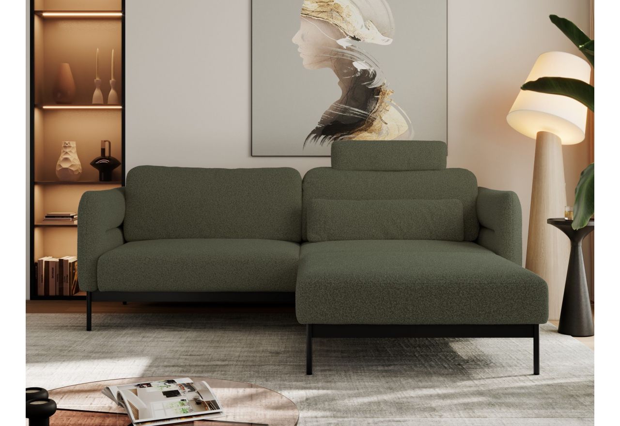 Narożnik SALENTO L - uniwersalny - ciemnozielony, boucle