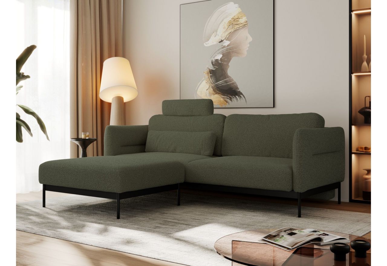 Narożnik SALENTO L - uniwersalny - ciemnozielony, boucle