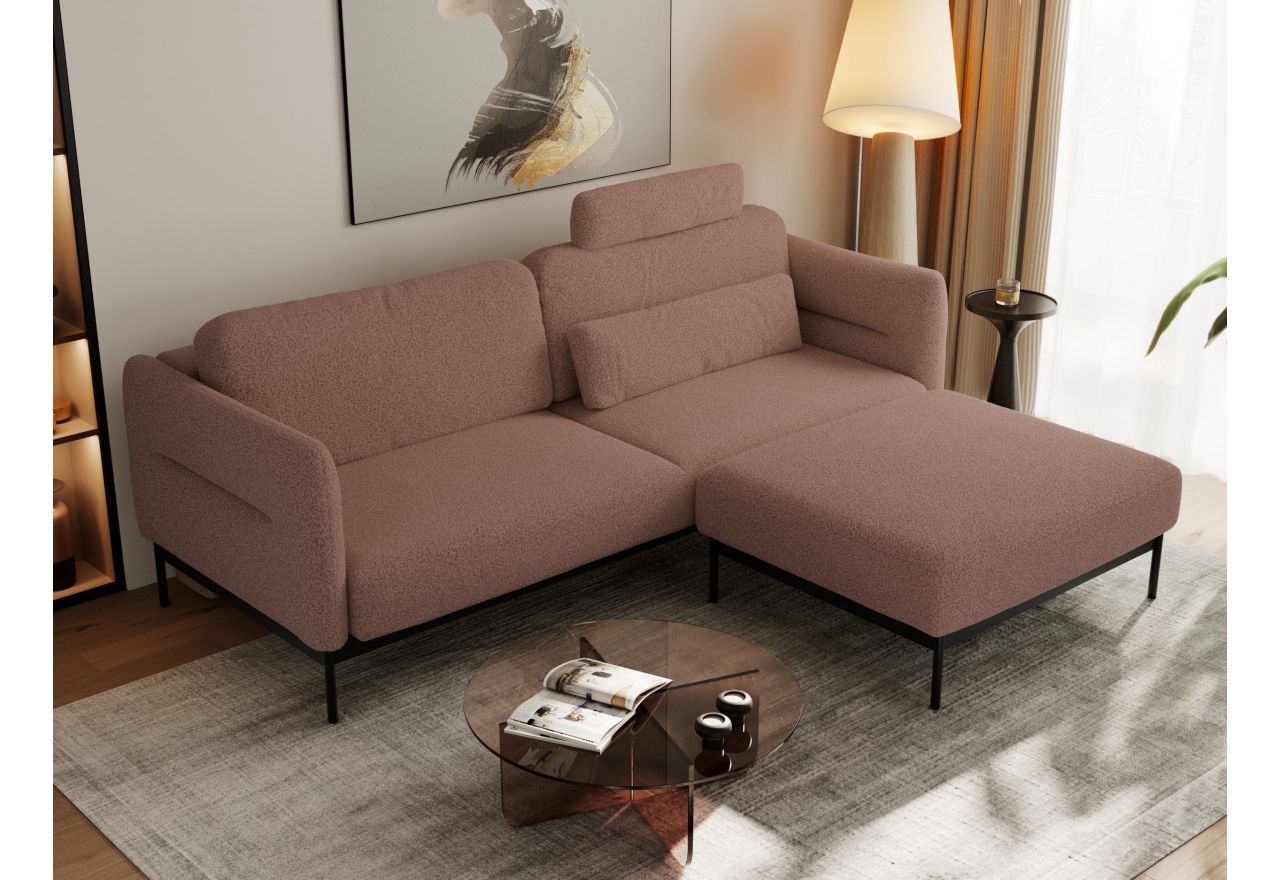 Narożnik SALENTO L - uniwersalny - różowy, boucle