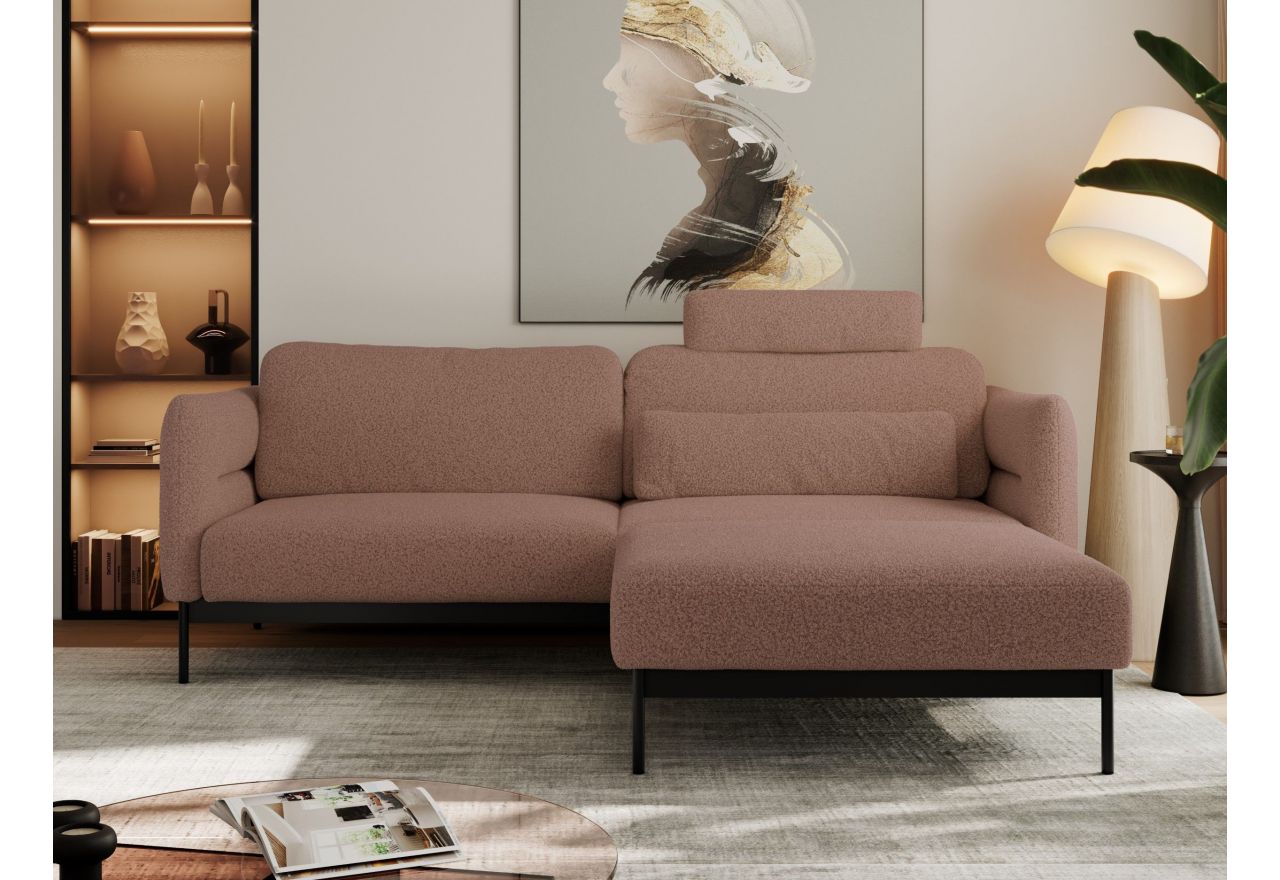 Narożnik SALENTO L - uniwersalny - różowy, boucle