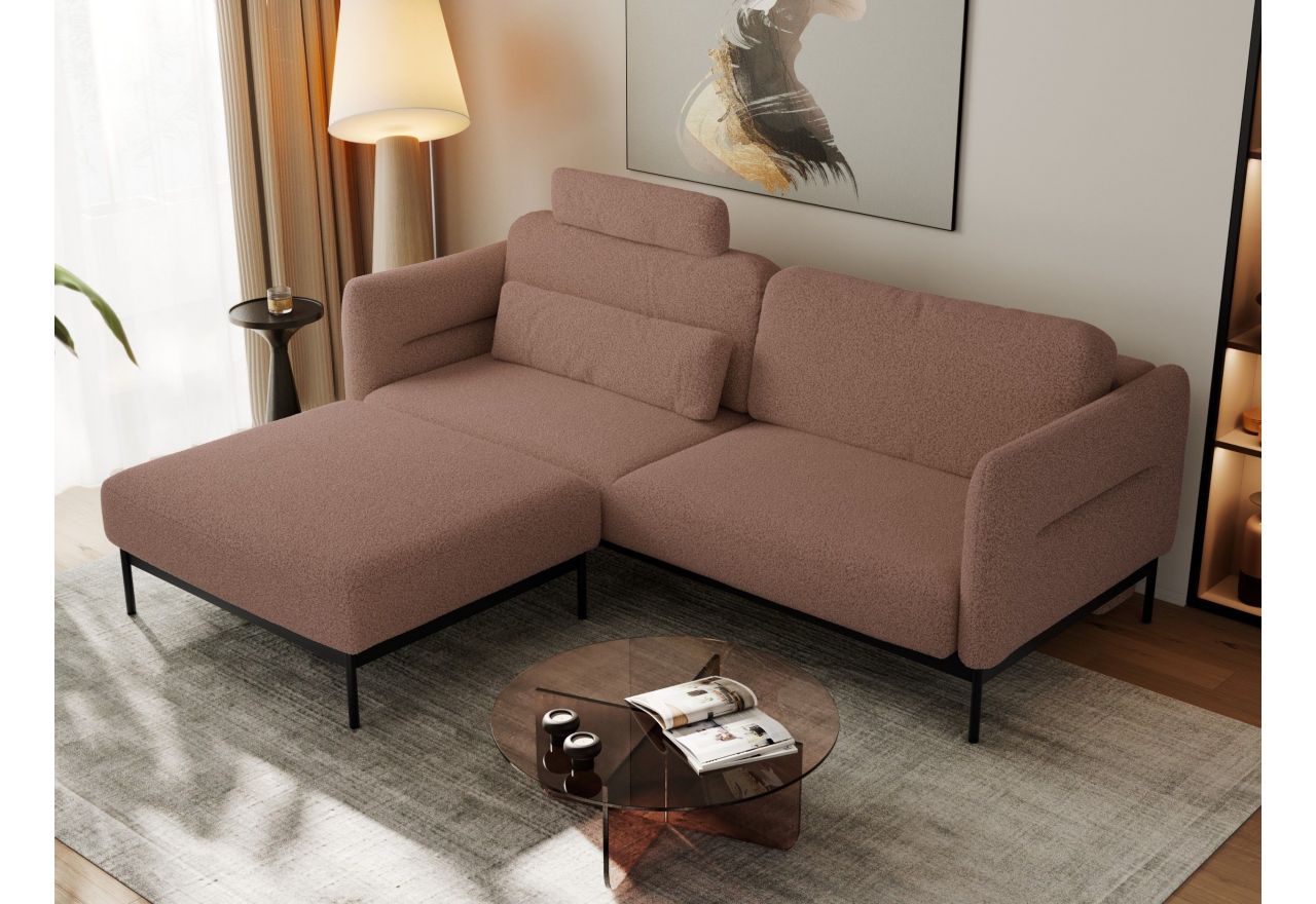 Narożnik SALENTO L - uniwersalny - różowy, boucle