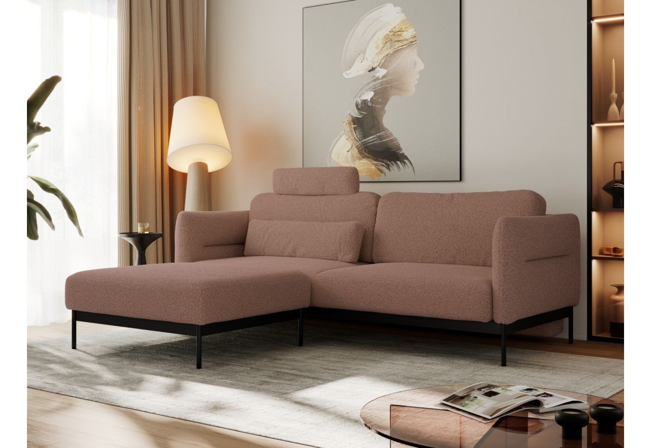 Narożnik SALENTO L - uniwersalny - różowy, boucle