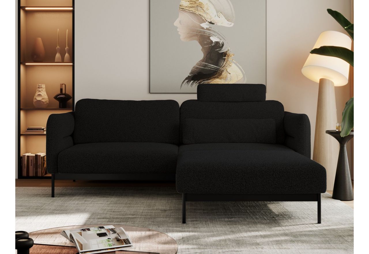 Narożnik SALENTO L - uniwersalny - czarny, boucle