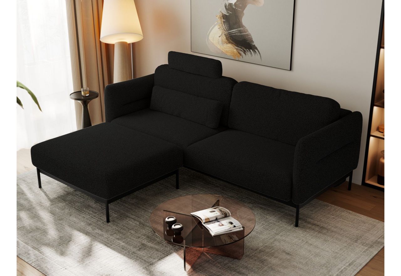 Narożnik SALENTO L - uniwersalny - czarny, boucle