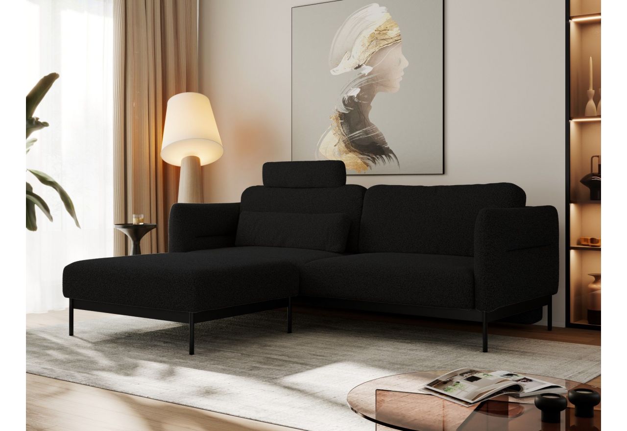 Narożnik SALENTO L - uniwersalny - czarny, boucle