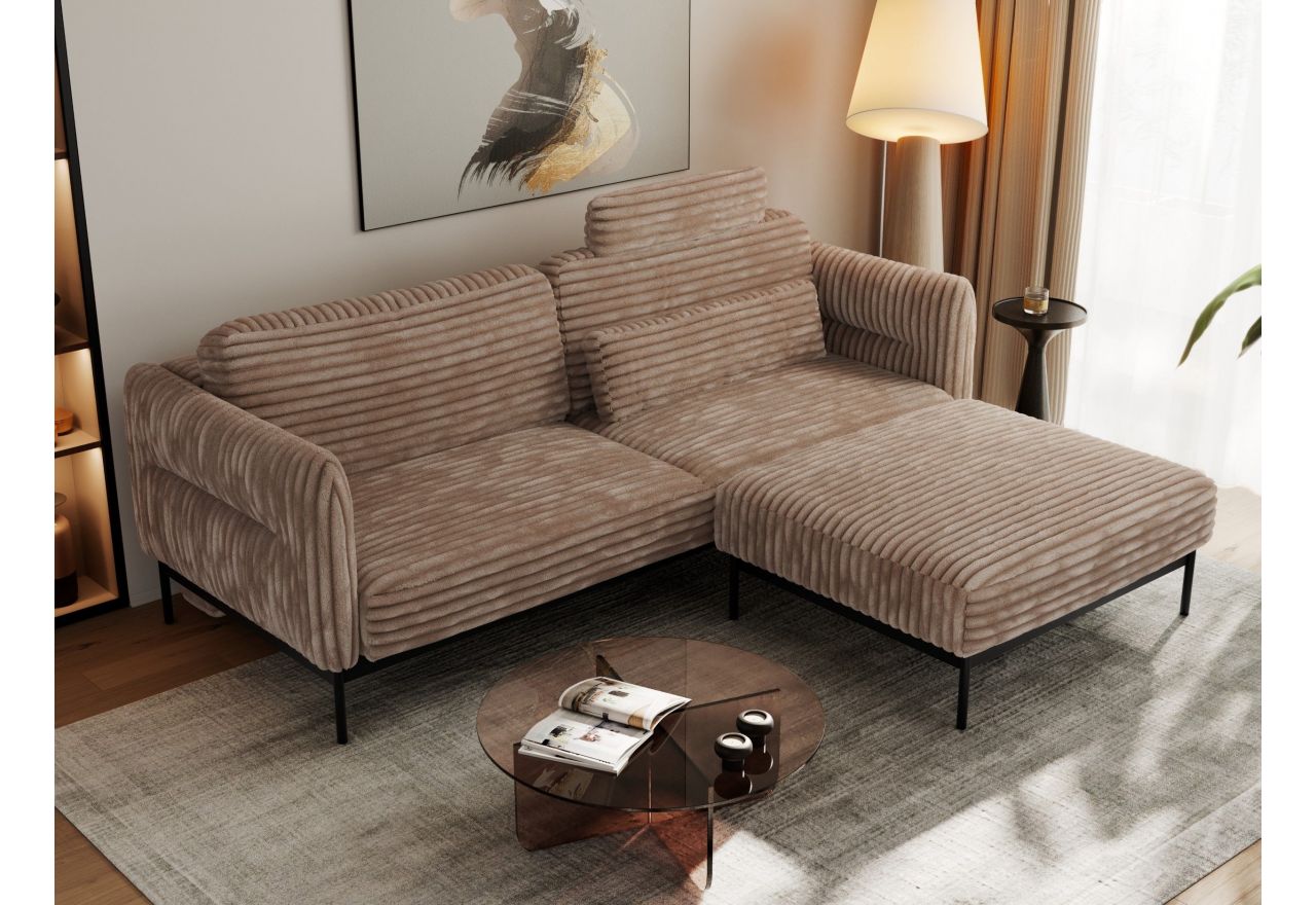 Narożnik SALENTO L - uniwersalny - brązowy, sztruks